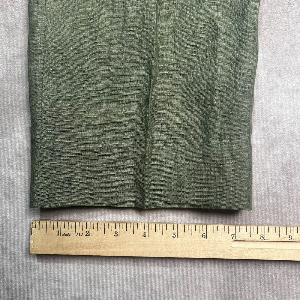 ETRO 52 Milano 100% Linen Twill Dress Pant Green US 36x30 Preppy Classy